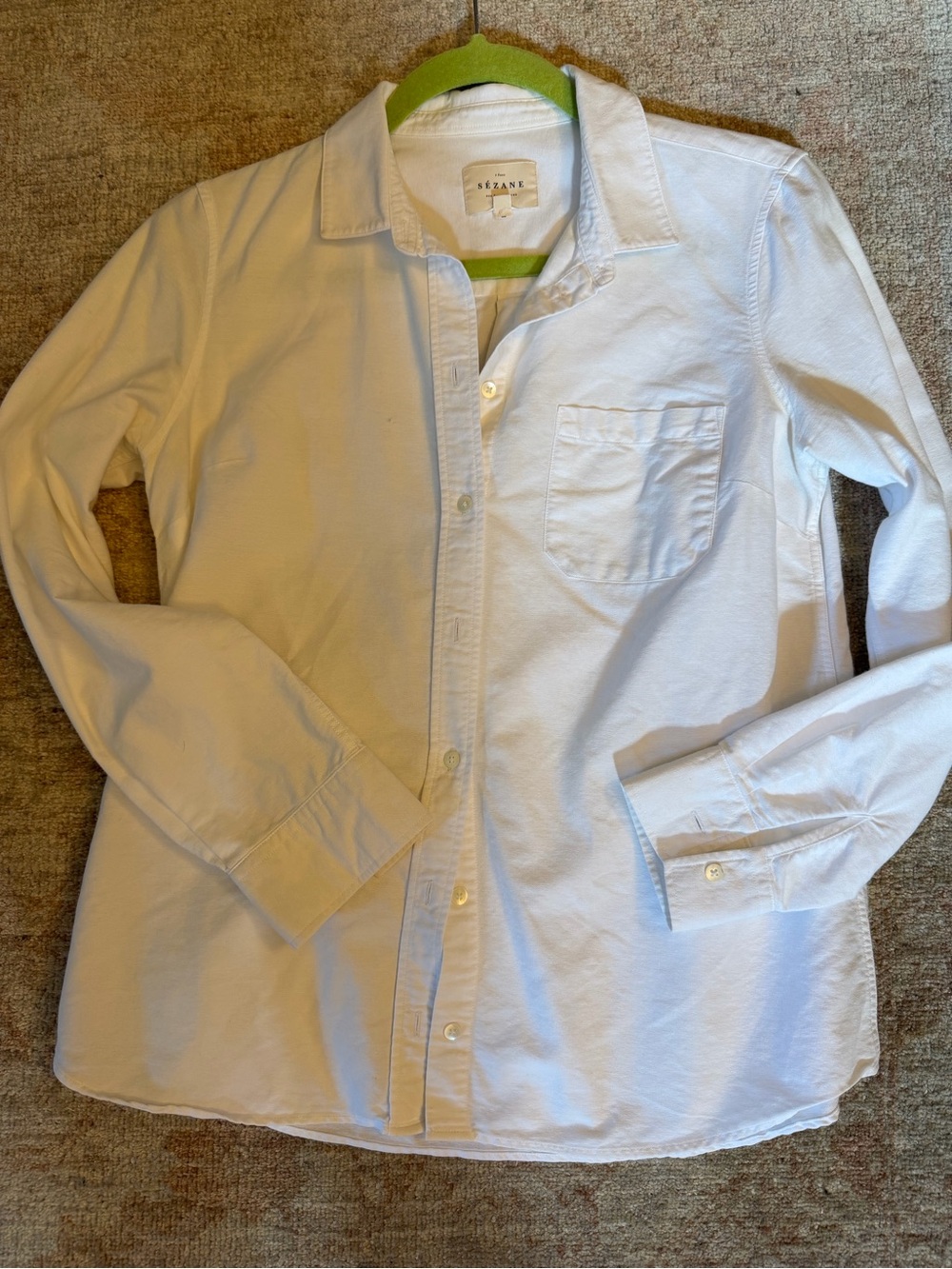 Sezane White Cotton Classic Button-Down Shirt